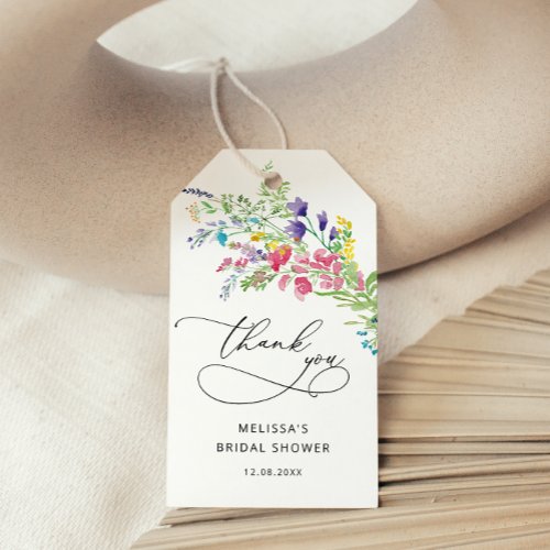 Elegant Colorful Wildflowers Bridal Shower Gift Tags
