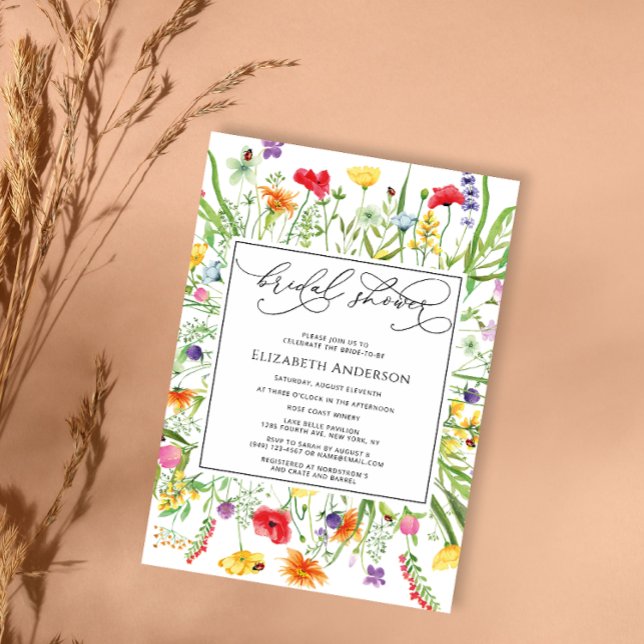 Elegant Colorful Wildflowers Bridal Shower Invitation (Creator Uploaded)