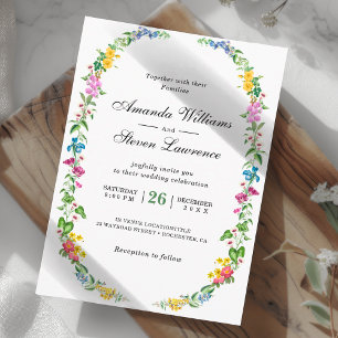 Elegant colorful wildflowers garden wedding invitation