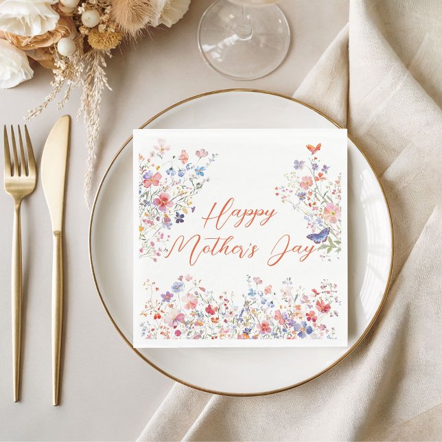 Elegant Colorful Wildflowers Happy Mother's Day Napkins (Elegant Colorful Wildflower Happy Mother's Day Napkin)