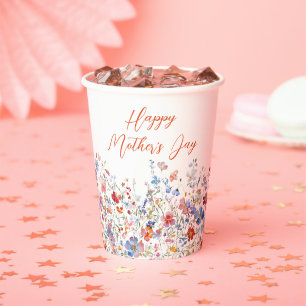 Elegant Colorful Wildflowers Happy Mother's Day Paper Cups