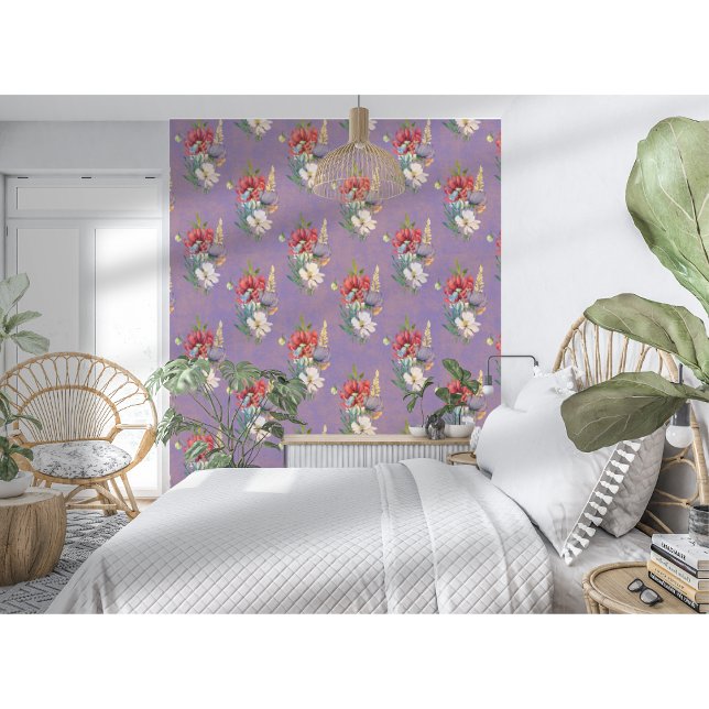 Elegant Colorful Wildflowers On Dusty Purple Wallpaper (Creator Uploaded)