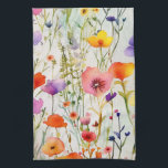 Elegant colorful wildflowers watercolor kitchen towel<br><div class="desc">Elegant colorful wildflowers watercolor towel.</div>