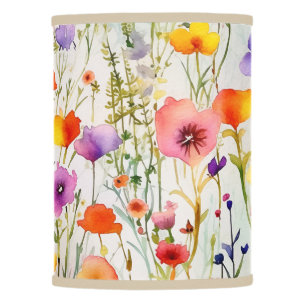 Elegant colorful wildflowers watercolor lamp shade