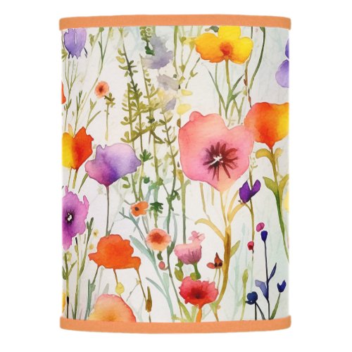 Elegant colorful wildflowers watercolor lamp shade