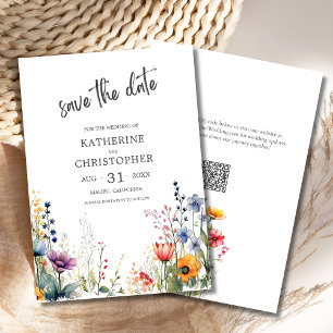Elegant Colorful Wildflowers Wedding Save The Date