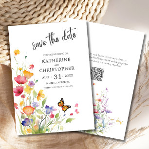 Elegant Colorful Wildflowers Wedding Save The Date