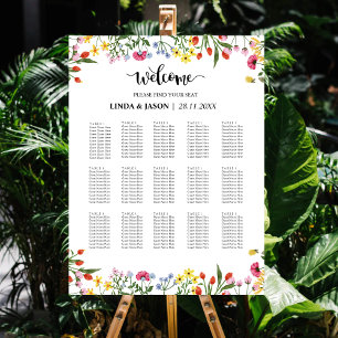 Elegant Colorful Wildflowers Wedding Seating Chart Foam Board