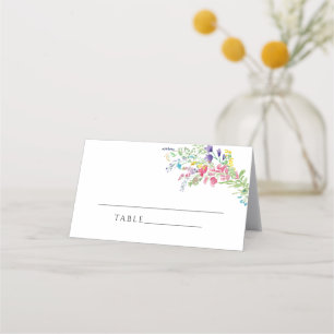 Elegant Colorful Wilflowers Wedding Place Card