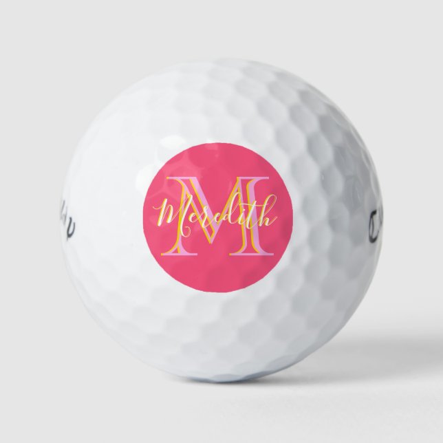 Elegant Colors Lilacs Gold Custom Monogram Name  Golf Balls (Front)