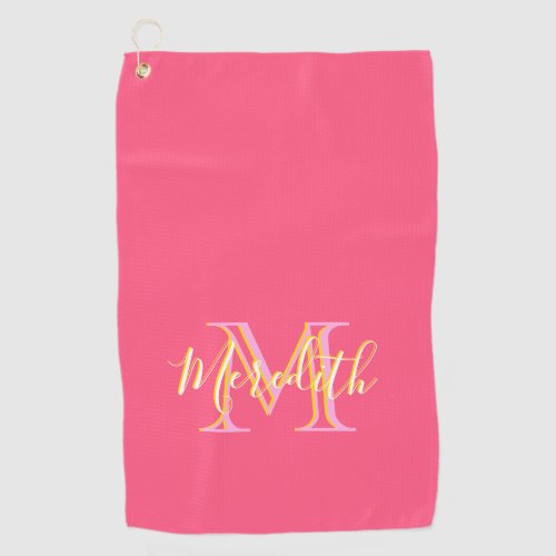 Elegant Colors Lilacs Gold Custom Monogram Name  Golf Towel