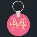 Elegant Colors Lilacs Gold Custom Monogram Name  Keychain<br><div class="desc">This beautiful and sophisticated design features unique multi-color lettering for the Monogram and First name.  The colors are soft and gentle like a flower.     Any design questions or special requests,  just email: charmdesignstudio@rcn.com and we'll be happy to assist.</div>