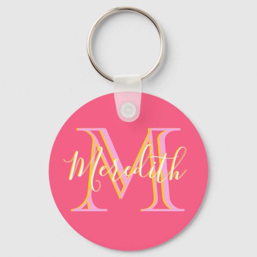 Elegant Colors Lilacs Gold Custom Monogram Name  Keychain