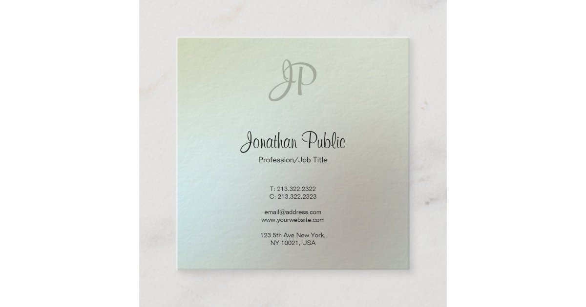 Elegant Colors Modern Monogram Script Luxury Square Business Card | Zazzle