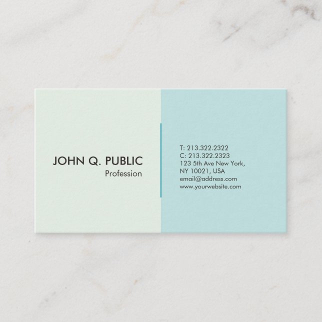 Elegant Colors Modern Professional Blue Business Card (Front)
