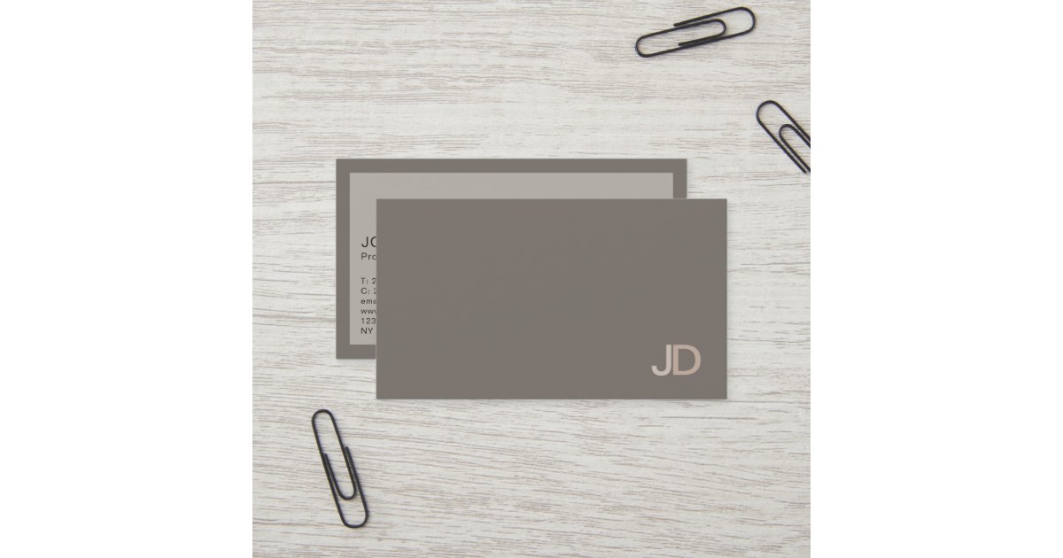 Elegant Colors Modern Professional Monogram Plain Business Card | Zazzle
