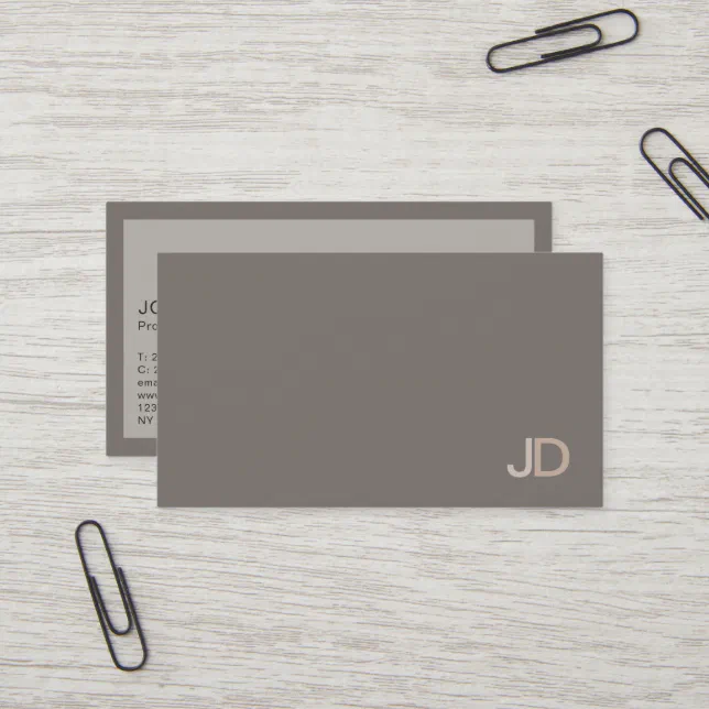 Elegant Colors Modern Professional Monogram Plain Business Card | Zazzle