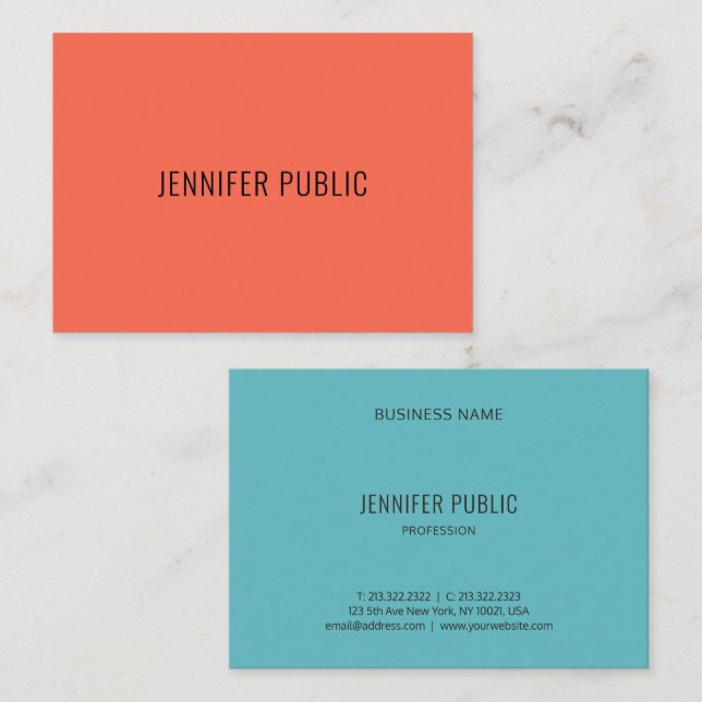 Elegant Colors Modern Simple Template Professional Business Card (Front/Back)