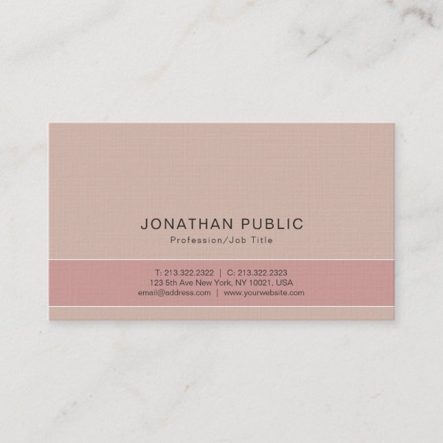 Elegant Colors Premium Linen Luxury Modern Plain Business Card (Front)