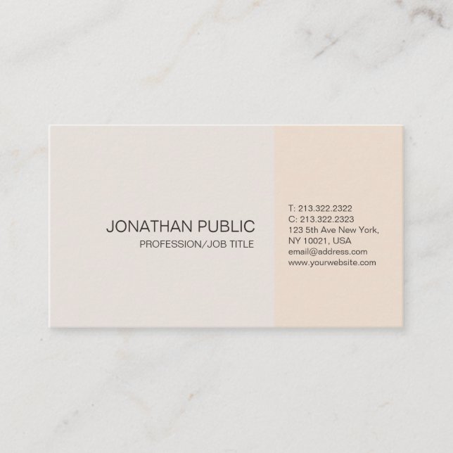 Elegant Colors Professional Artistic Plain Modern Business Card (Front)