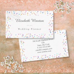 Elegant Colourful Wedding Confetti Script Business Card