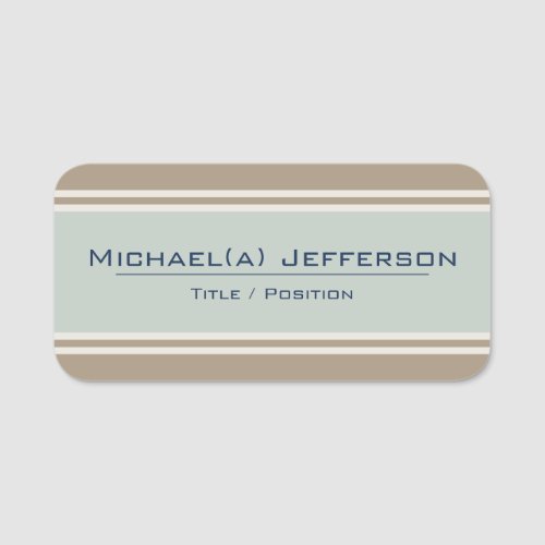 Elegant Combination Of Soft Blue And Golden Sand Name Tag