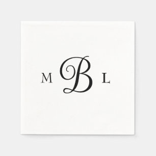 Elegant Combo Font Monogram Wedding Cocktail Napkins