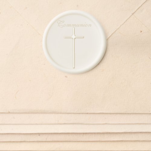 Elegant Communion Script Cross Wax Seal Sticker