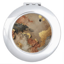 Elegant Compact Mirror | Abstract Earthy Design w