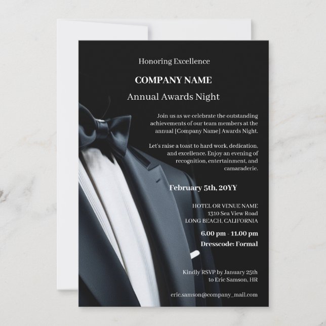 Elegant Company business award gala night  Invitation (Front)