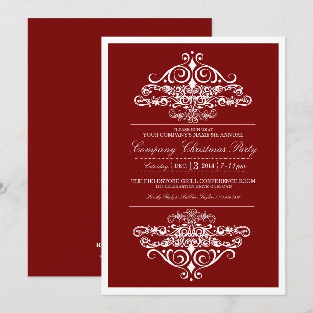 Elegant Company Christmas Party Invitation (Front/Back)