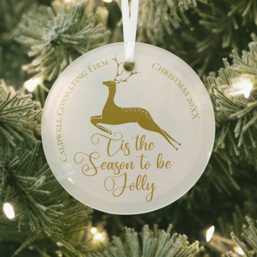 Elegant Company Christmas Reindeer Gold Custom Glass Ornament