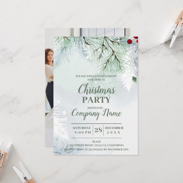 Elegant Company Cocktail Christmas Party Invitatio Invitation (Front/Back In Situ)