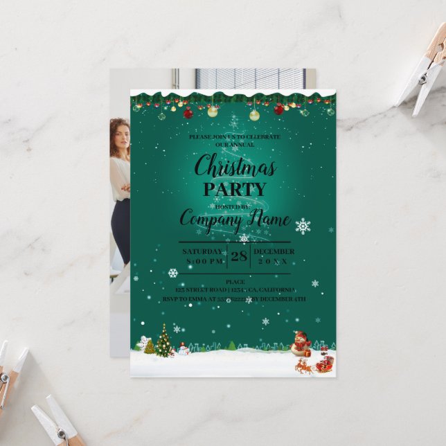 Elegant Company Cocktail Christmas Party Invitatio Invitation (Front/Back In Situ)