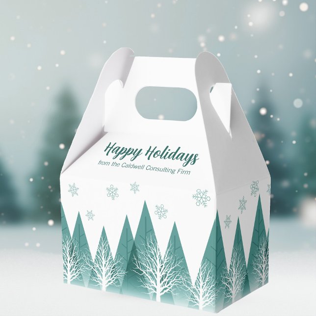 Elegant Company Holiday Party Green Forest Favor Boxes (Creator Uploaded)