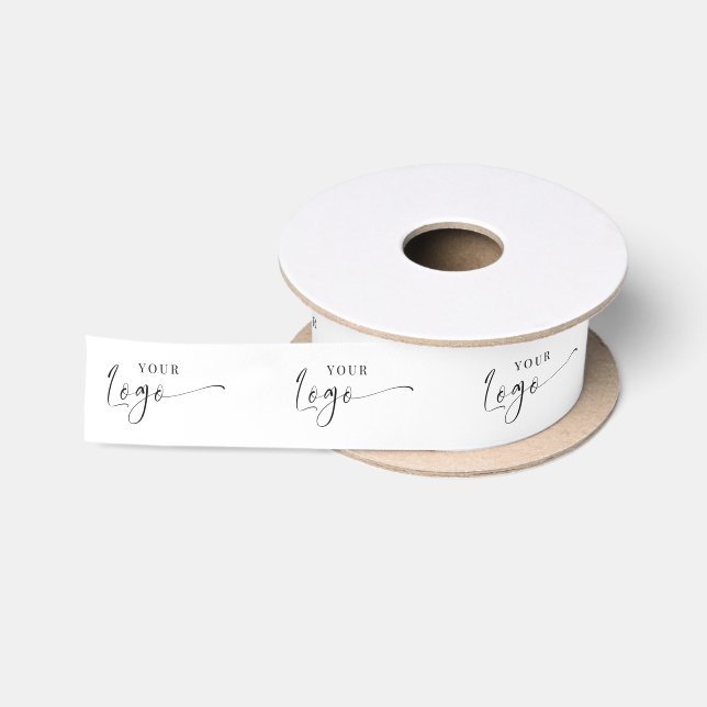 Elegant Company Logo Branded Business White Satin Ribbon (Spool)