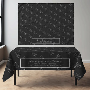 Elegant Company Logo Trade Show Branded Black Tablecloth