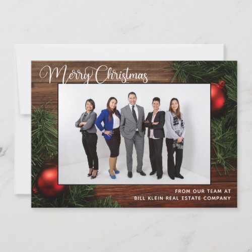 Elegant Company Merry Christmas Employee Photo Holiday Card