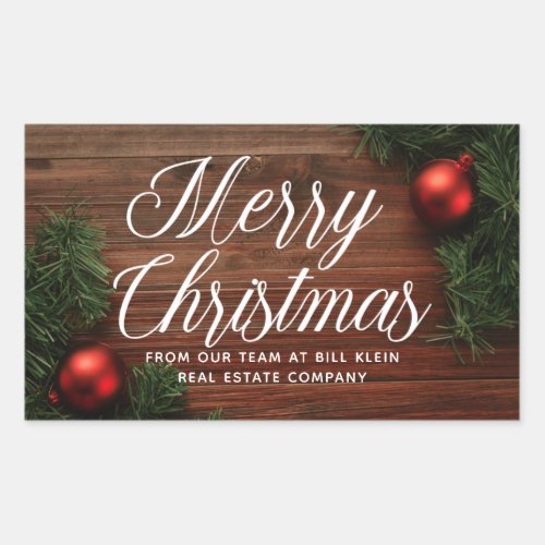 Elegant Company Merry Christmas Modern Custom Gift Rectangular Sticker