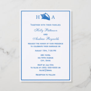 Elegant Conch Seashell Seashore Couple Initials Letterpress Photo Cards
