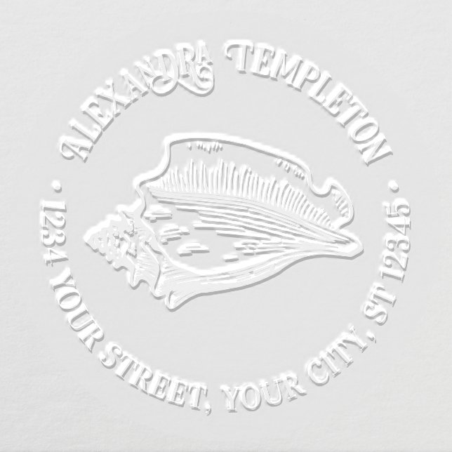 Elegant Conch Shell #2 Beachy Name Address Embosser (Design)