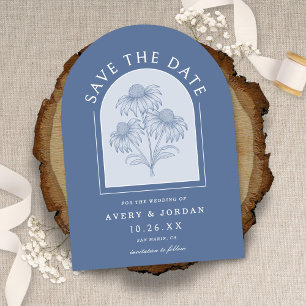Elegant Coneflower Botanical Dusty Blue Wedding Save The Date