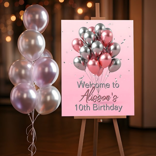 Elegant Confetti and Balloons Welcome Foam Board (Creator Uploaded)