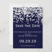 Elegant Confetti Any Color Navy Blue and White Save The Date (Front)