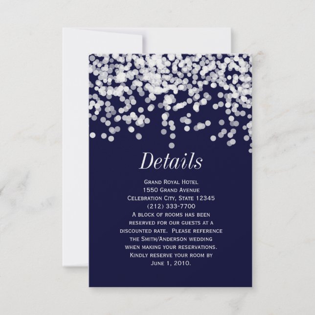 Elegant Confetti Any Color Navy Blue and White Save The Date (Front)