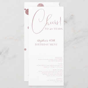 Elegant Confetti Birthday Party Menu