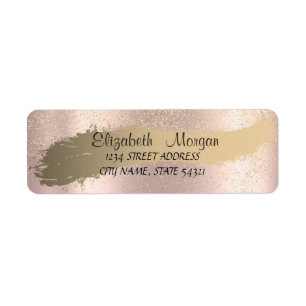 Elegant Confetti ,Brush Stroke,Rose Gold Label