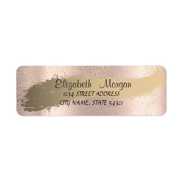 Elegant Confetti ,Brush Stroke,Rose Gold Label (Front)