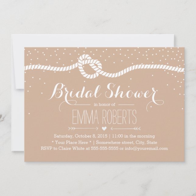 Elegant Confetti Dots Tying the Knot Bridal Shower Invitation (Front)