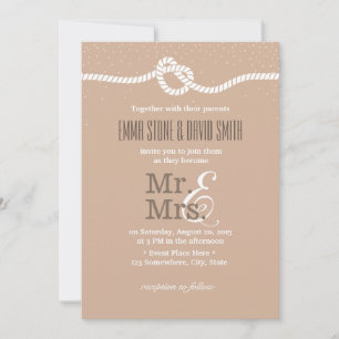 Elegant Confetti Dots Tying the Knot Wedding Invitation